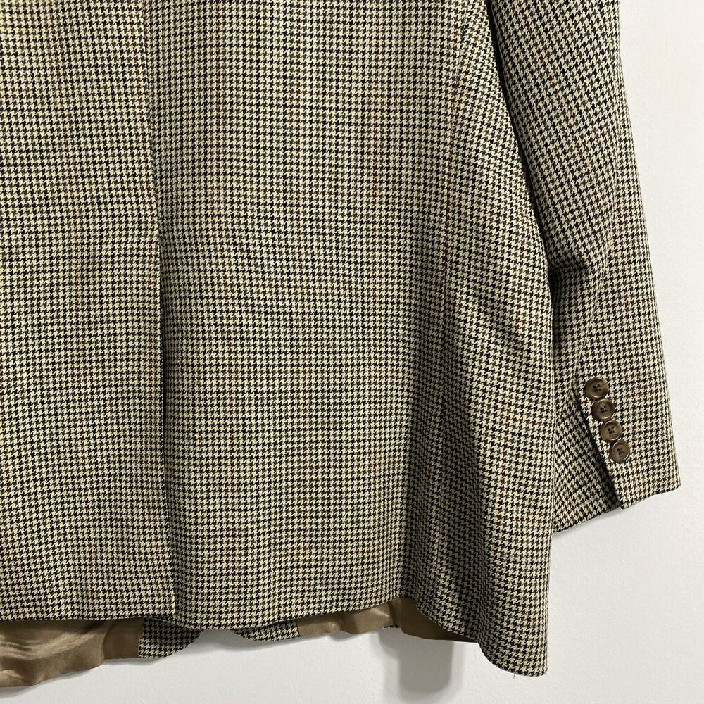Chaps Ralph Lauren Wool Silk Sport Coat Mens 42R Houndstooth Blazer Suit Jacket - Picture 12 of 16